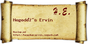 Hegedűs Ervin névjegykártya