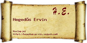 Hegedűs Ervin névjegykártya